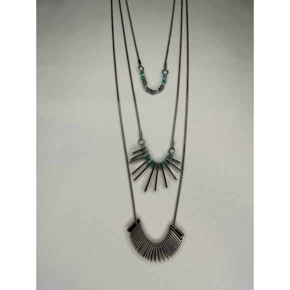 Banana Republic Triple Layered Necklace with Faux Turquoise Accents - Picture 2 of 3